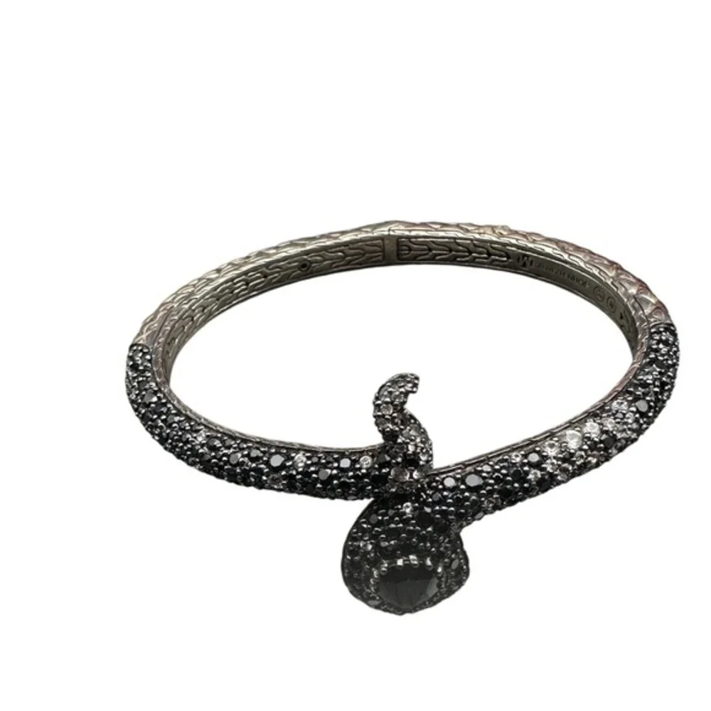 John Hardy Legends Cobra Snake Cuff Black 925 Sterling Silver Cuff Bracelet
